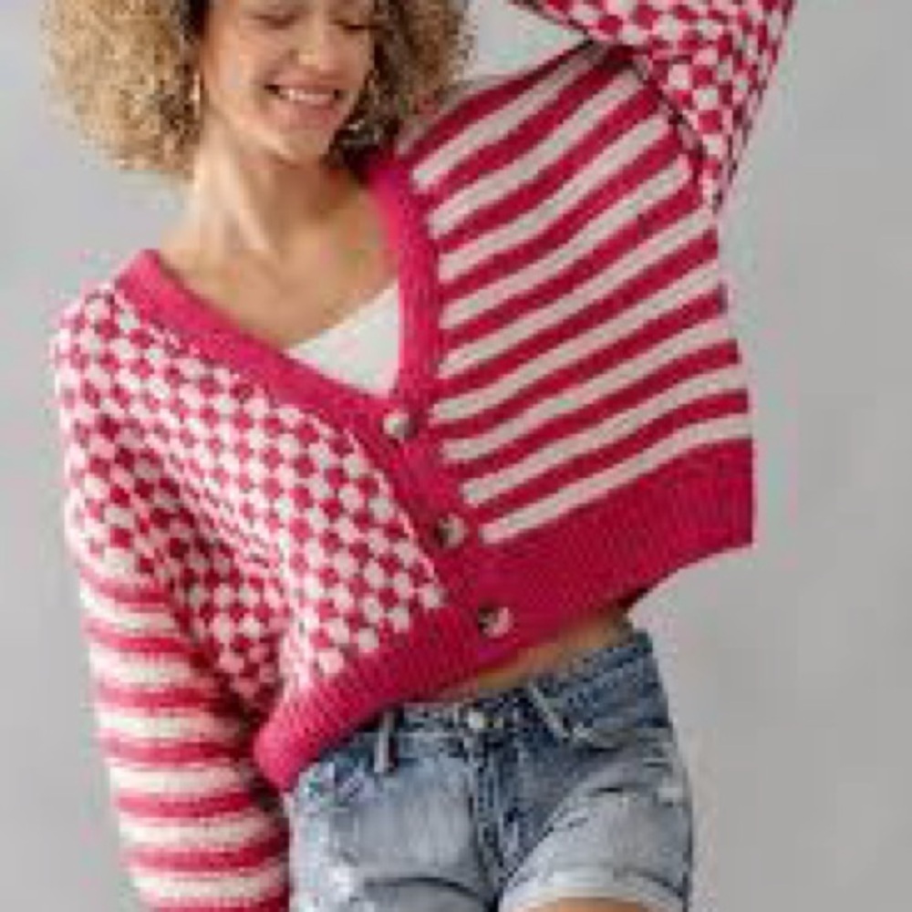 Lush cardigan stripes and checkers size small